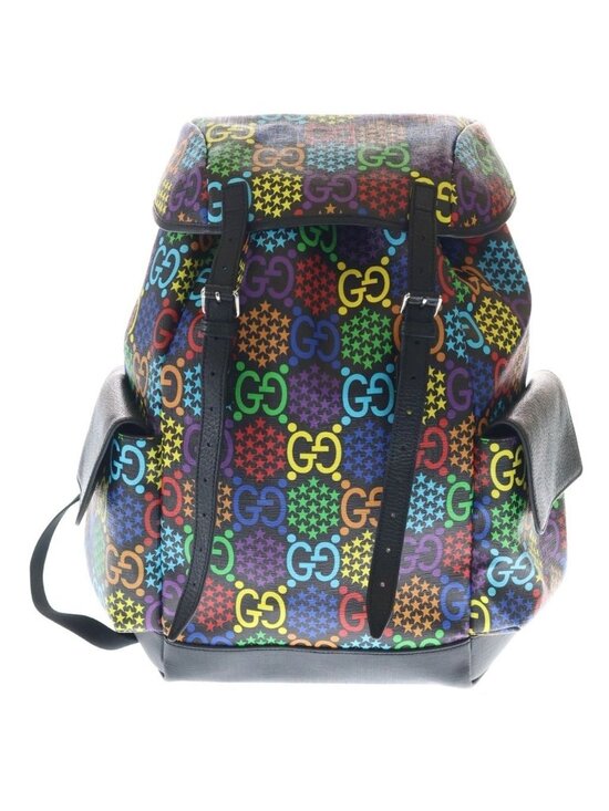 Gucci GG Psychedelic Backpack Supreme Canvas All Over Pattern Black Multicolor